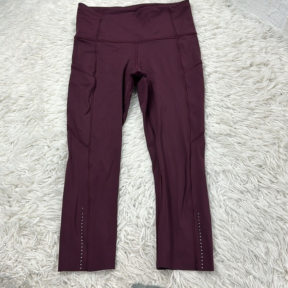 Lululemon Fast & Free Crop II (Nulux 19"") Dark Adobe - Picture 1 of 5